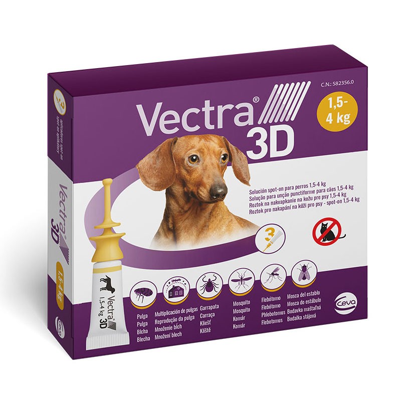 Vectra 3D Perros 1,5 - 4 kg Caja 3 Pipetas