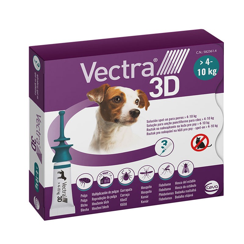 Vectra 3D Perros 4 - 10 kg Caja 3 Pipetas
