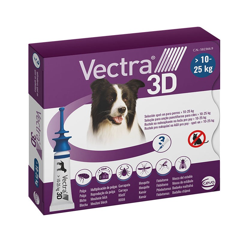 Vectra 3D Perros 10 - 25 kg Caja 3 Pipetas Vectra 3D Perros 10 - 25 kg Caja 3 Pipetas